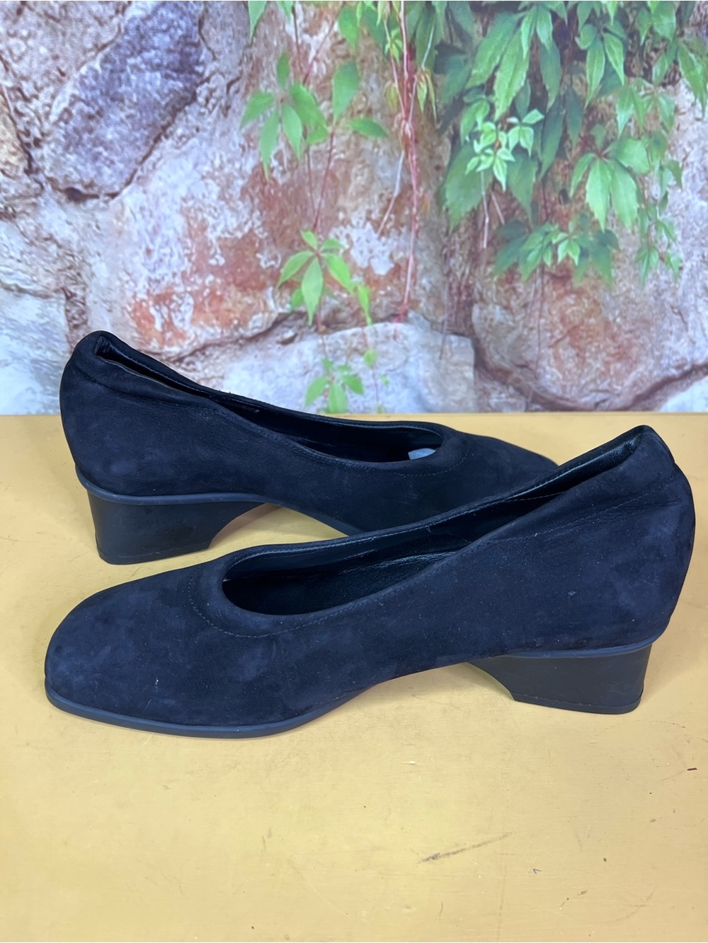 ARCHE Black Square Toe Minimalist Slip-On Heels, Made in France, 40 - Picture 9 of 13